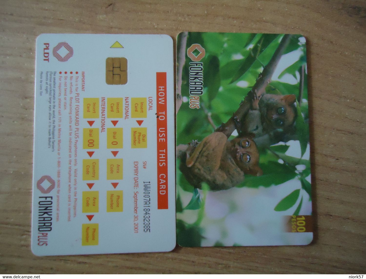 PHILIPPINES  USED CARDS  ANIMALS  MONKEY - Filippine