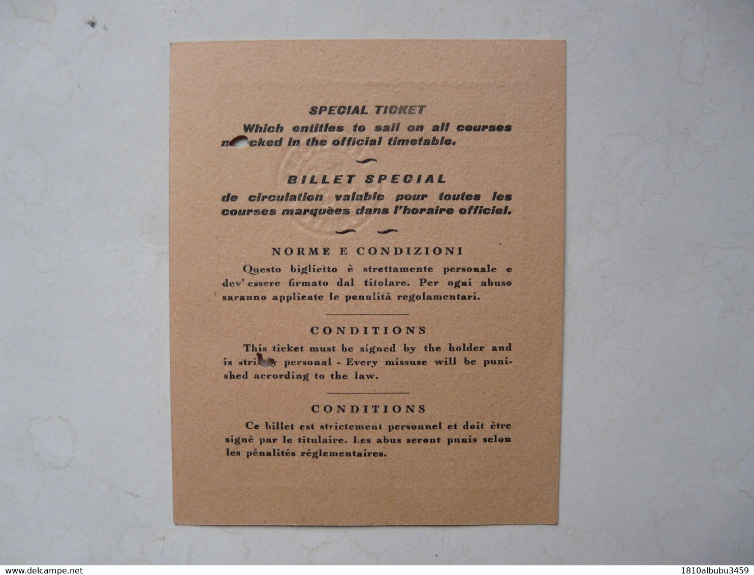 VIEUX PAPIERS - NAVIGAZINE LAGO DI COMO : Biglietto Speciale 1955 - Europe