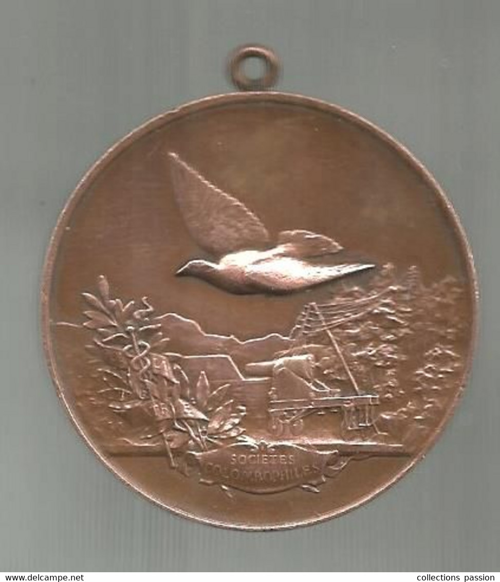 Médaille , SOCIETES COLOMBOPHILES ,non Attribuée , 49 Gr. ,dia . 48 Mm ,frais Fr 3.35 E - Profesionales / De Sociedad