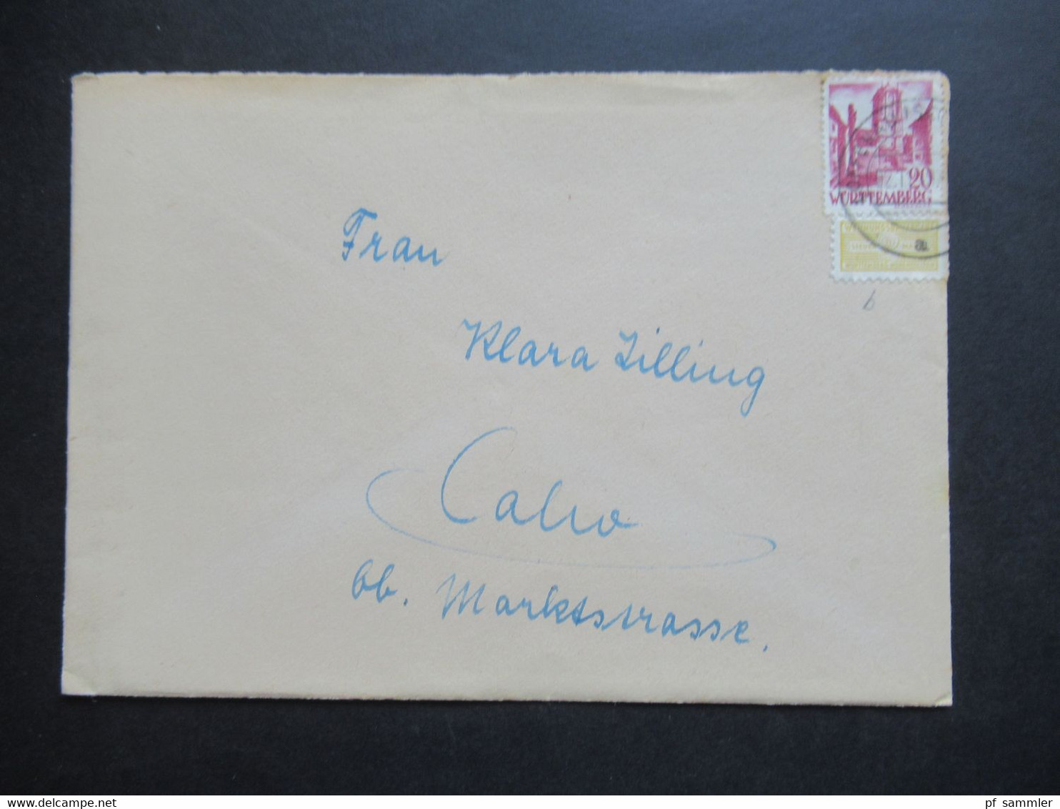 Französische Zone Württemberg 1949 Wohnungsbau Abgabe Nr. 3 B ?? MiF Mit Nr. 34 Brief Mit Inhalt! Nach Calw - Württemberg