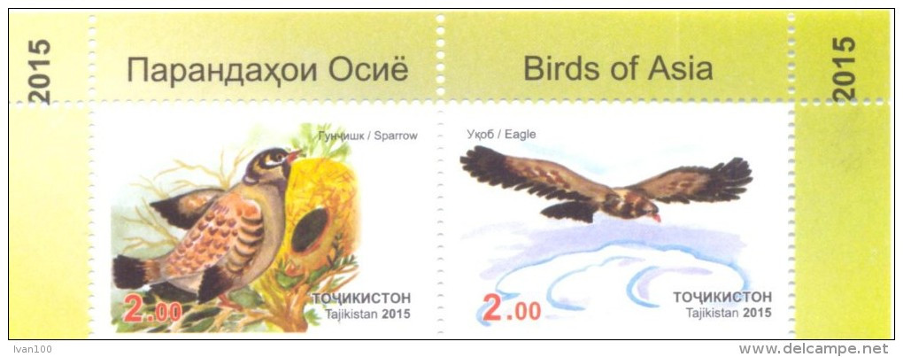 2015. Tajikistan, Birds Of Asia, 2v Perforated, Mint/** - Tadschikistan