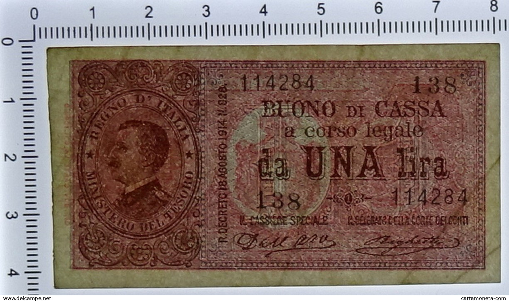 1 LIRA BUONO DI CASSA EFFIGE VITTORIO EMANUELE III 02/09/1914 QSPL - Regno D'Italia – Other