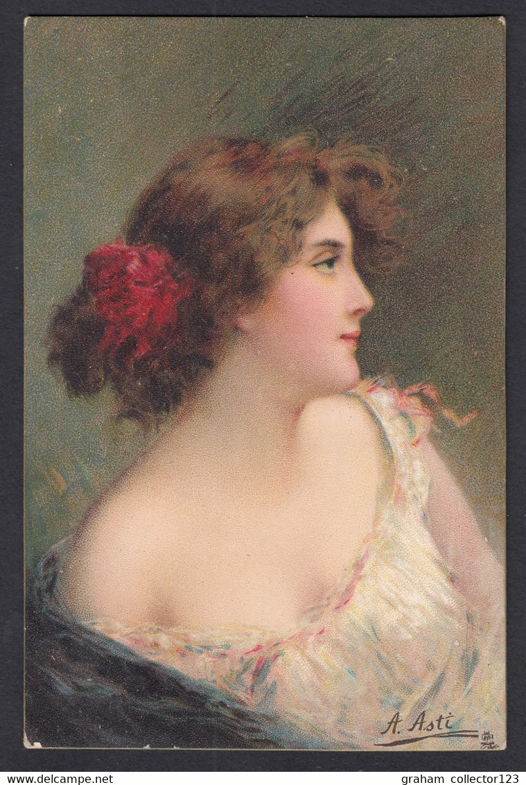 Printed Vintage Size Postcard A Asti Raphael Tuck & Sons Publisher Connoisseur Series Paris Salon 1906 - Asti