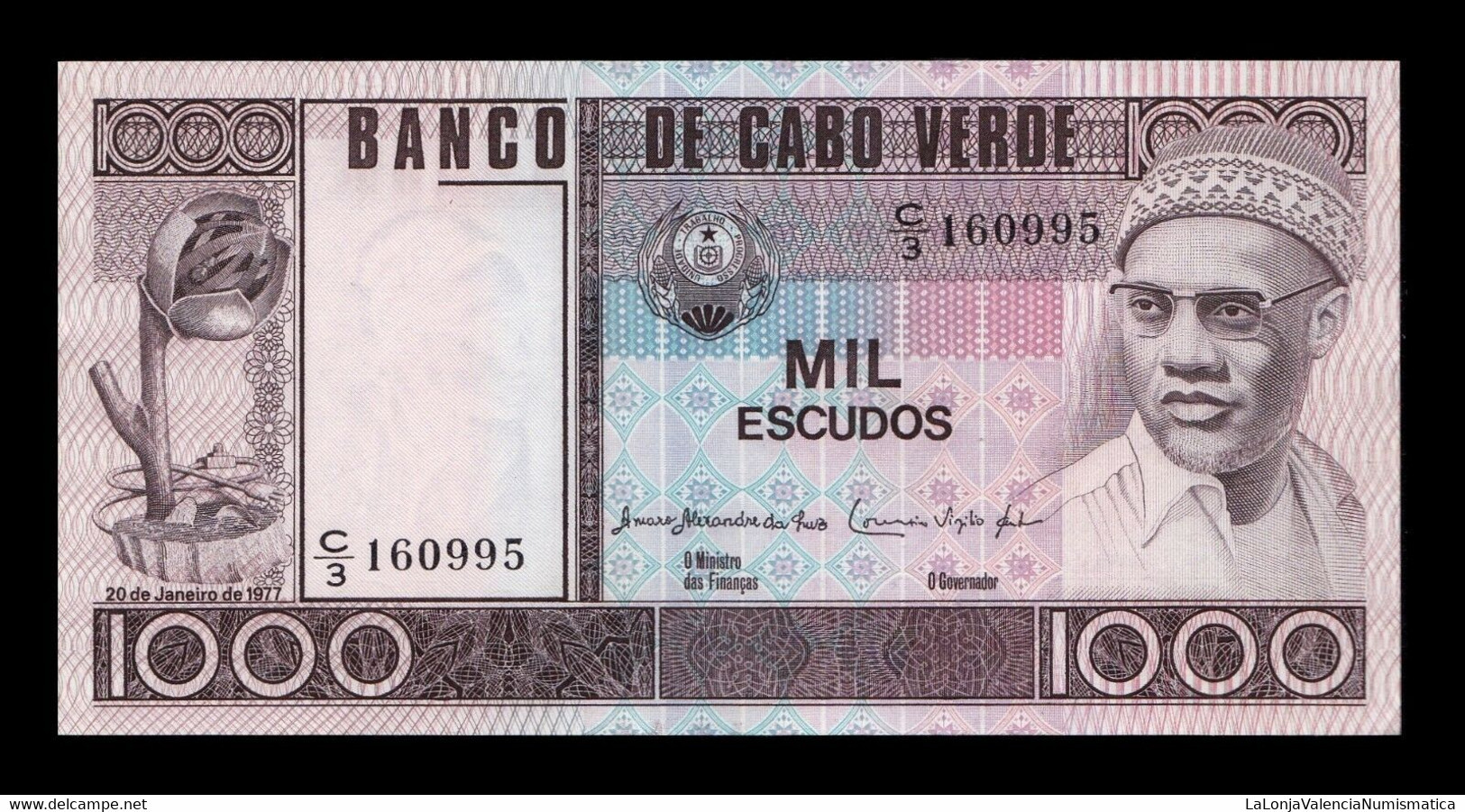 Cabo Cape Verde 1000 Escudos Cabral 1977 Pick 56 SC UNC - Cape Verde