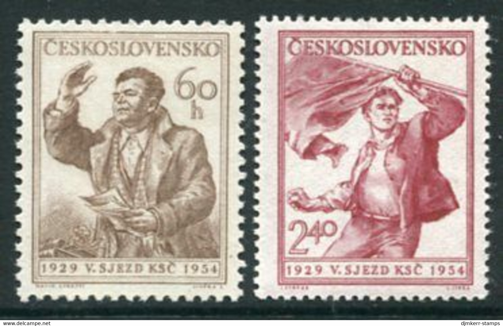 CZECHOSLOVAKIA 1954 Communist Party Congress LHM / *  Michel 846-47 - Unused Stamps
