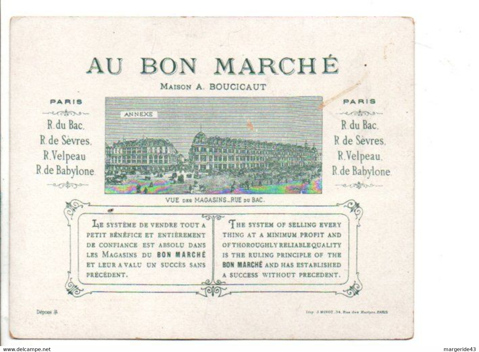 CHROMOS AU BON MARCHE - EXPOSITION  UNIVERSELLE 1900 - PALAIS DES FILS TISSUS ET VETEMENTS - Au Bon Marché