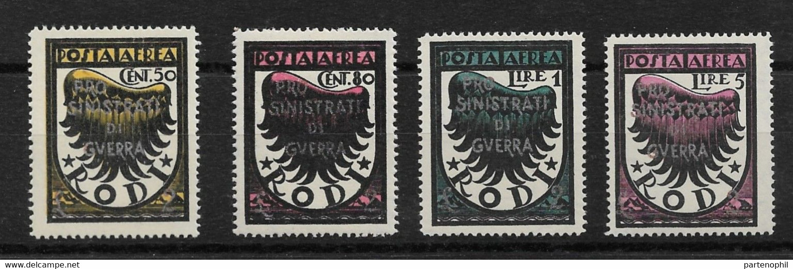 358 Occupazione Tedesca Dell'Egeo  1931 - Pro Sinistri Di Guerra N. P.A. 56/59. 600,00. SPL MNH - Egée