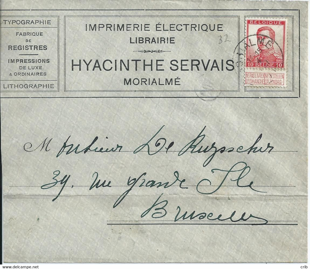 Brief Met OCB 123 - Afstempeling MORIALME - COBA 8 - 1912 Pellens