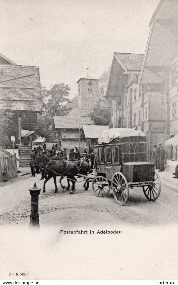 SUISSE,HELVETIA,SWISS,SWITZERLAND,SVIZZERA,BERNE,BERN,RARE OLD POSTCARD,POSTABFAHRT IN ADELBODEN,POSTKUTSCHE,1900 - Adelboden