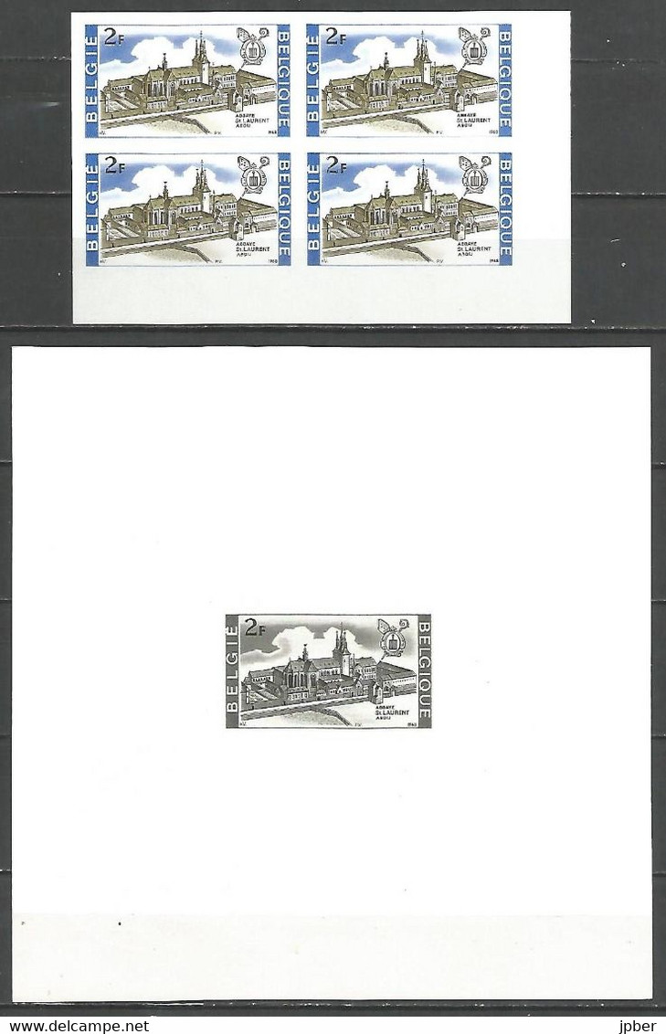 Belgique - Non-Dentelés (bloc De 4) Et Feuillet Ministériel - N°1466 - LIEGE - Abbaye St Laurent - Autres & Non Classés