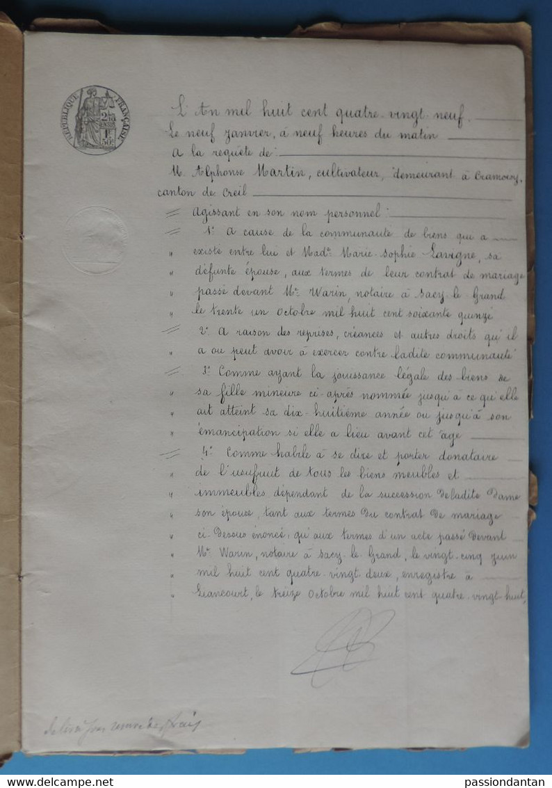 Manuscrit Daté De 1889 - Oise - Cramoisy - Inventaire à La Ferme Du Colombier Après Le Décès De La Dame Martin - Manuscripts