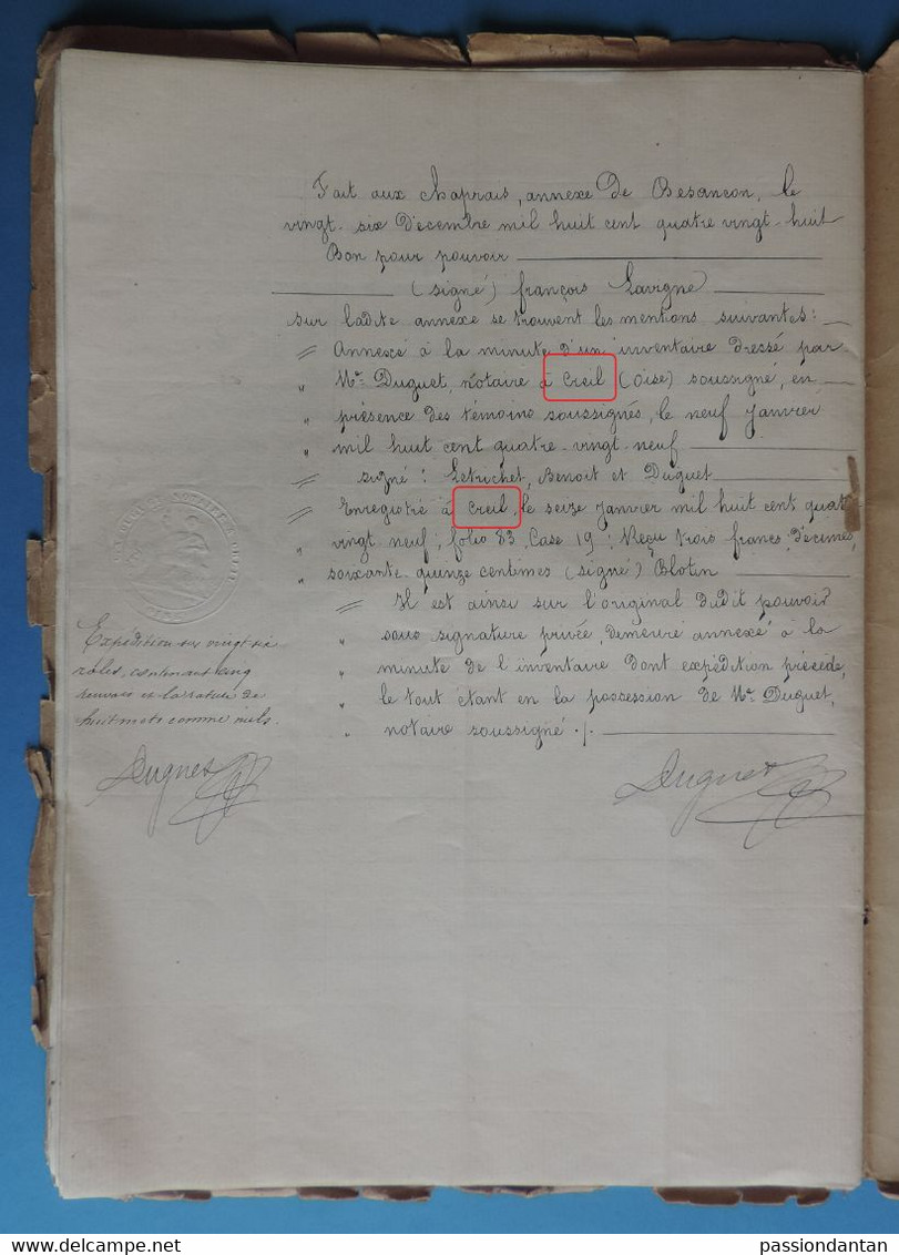 Manuscrit Daté De 1889 - Oise - Cramoisy - Inventaire à La Ferme Du Colombier Après Le Décès De La Dame Martin - Manuscripts