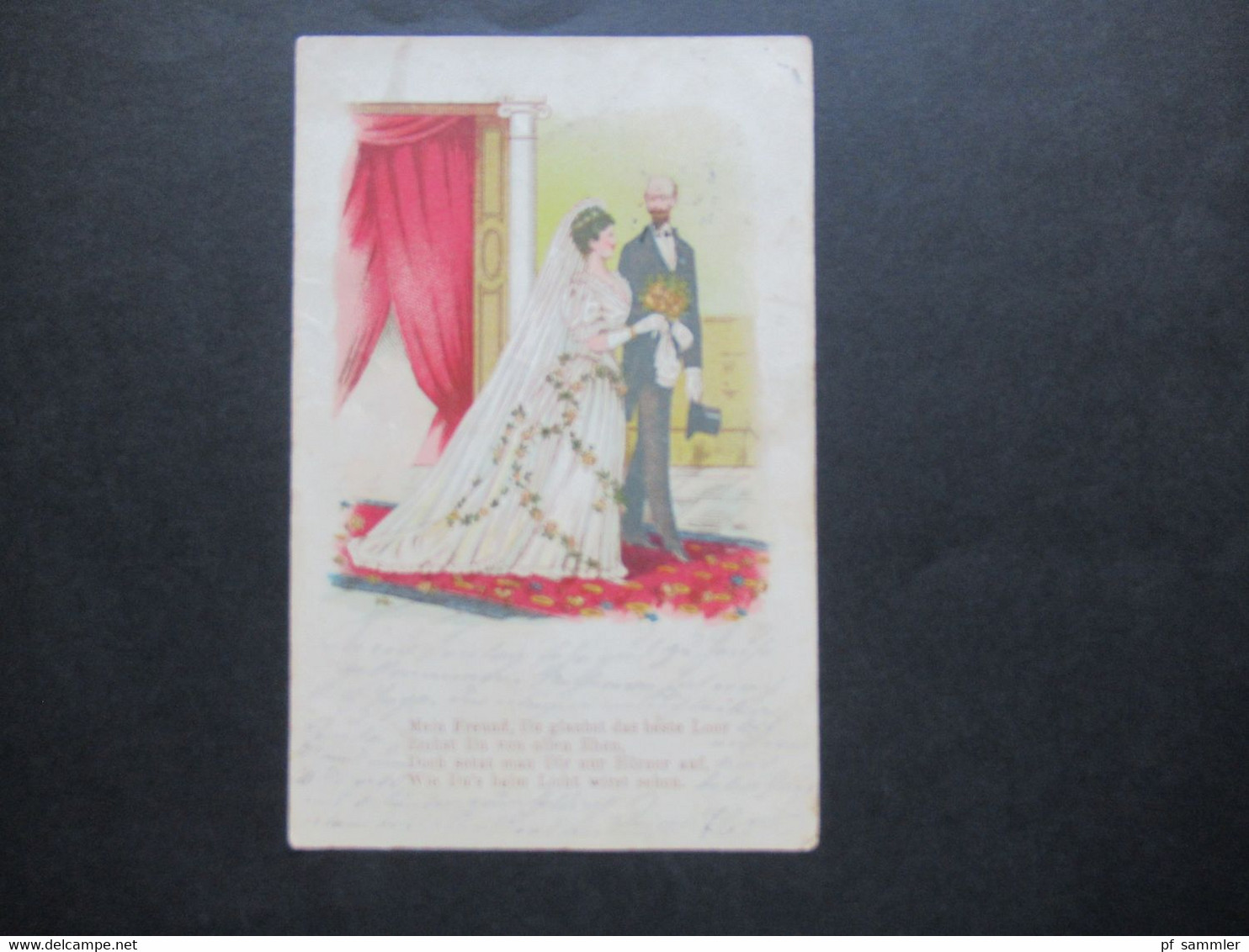 AK / Litho 1900 Reichspost Spottkarte Thema Hochzeit / Ehe / Heirat ...das Beste Loos / Man Setzt Dir Nur Hörner Auf! - Matrimonios