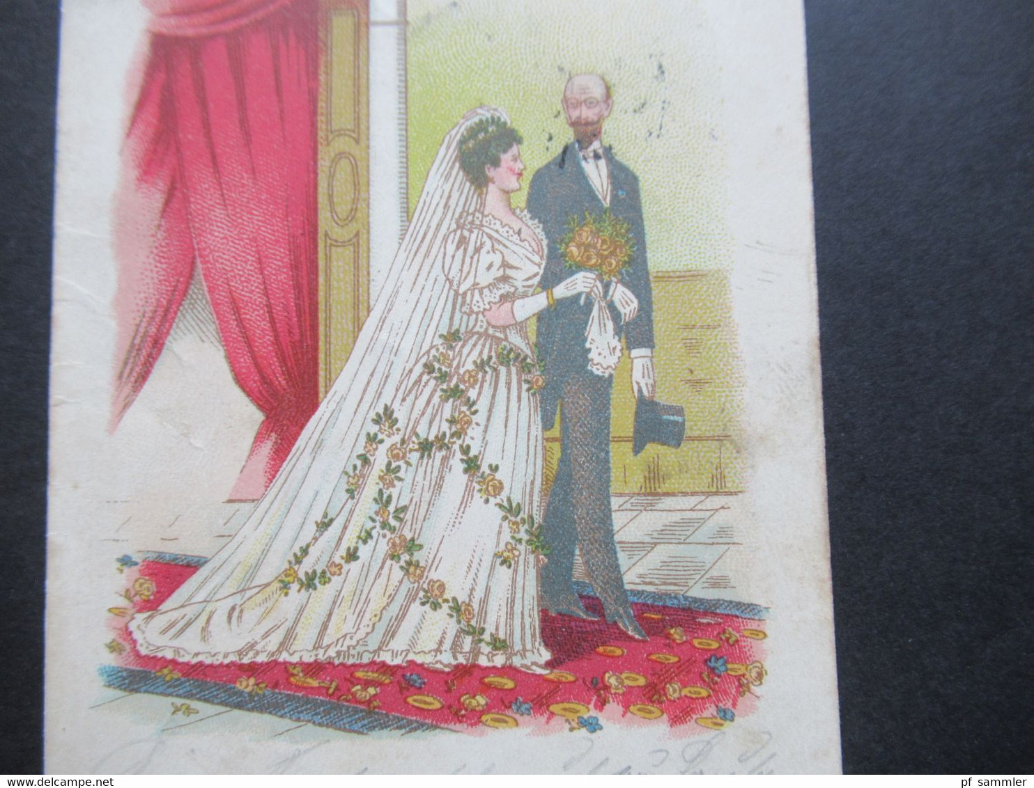 AK / Litho 1900 Reichspost Spottkarte Thema Hochzeit / Ehe / Heirat ...das Beste Loos / Man Setzt Dir Nur Hörner Auf! - Nozze
