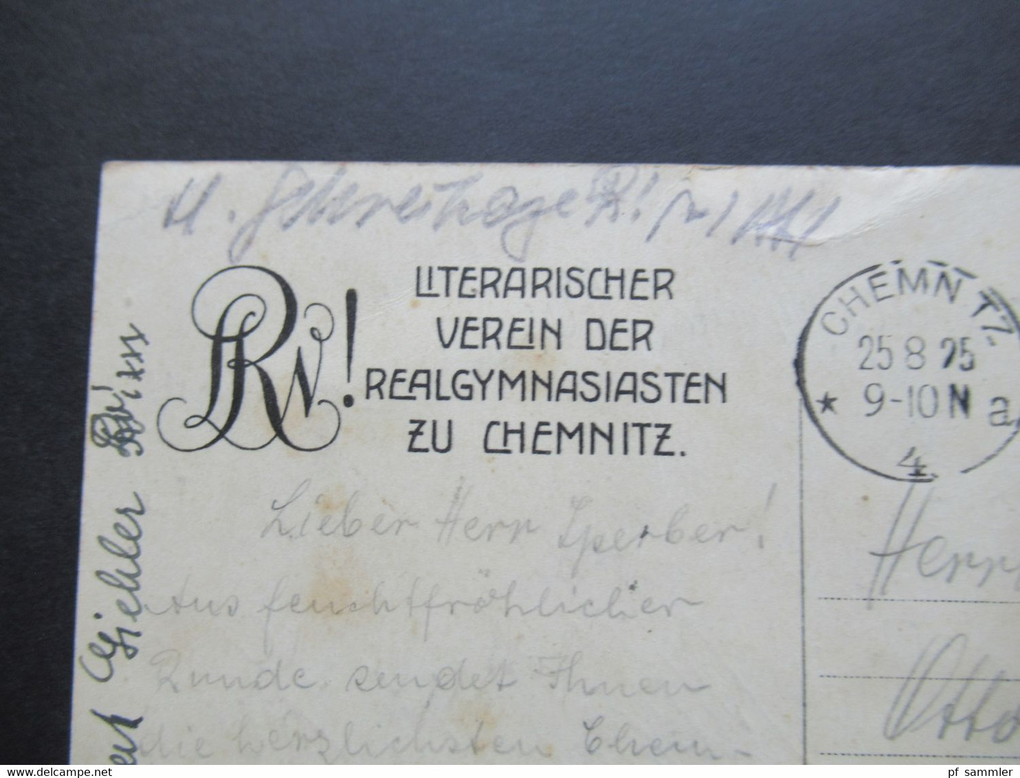AK / Litho 1925 Schulen / Studentika Literarischer Verein Der Realgymnasiasten Zu Chemnitz Mit Wappen Und Flagge - Schulen
