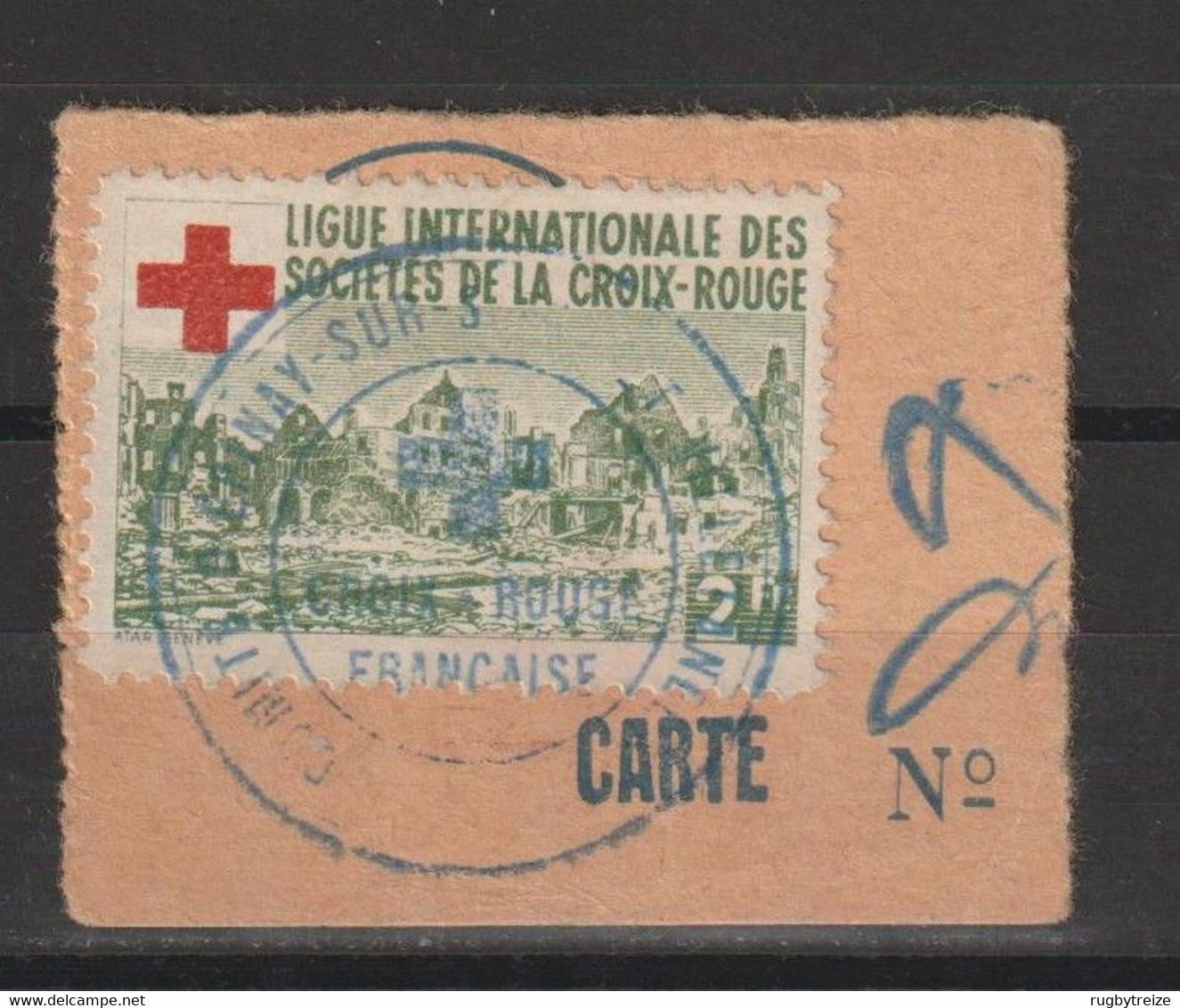 5344 Morceau De Carte Vignette Ligue Internationale Des Sociétés De La Croix Rouge Red Cross Comité D' Epinay Sur Seine - Cruz Roja