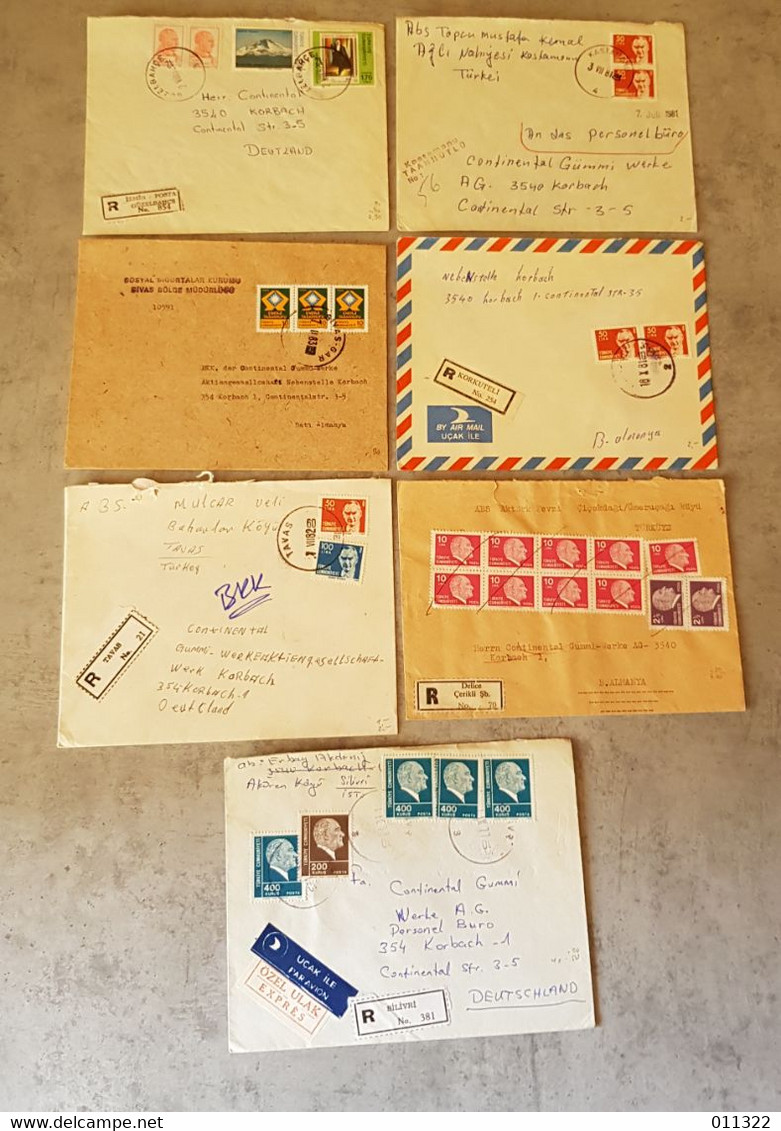 TURKIYE 7 LETTERS CIRCULED SEND TO GERMANY - Luchtpost