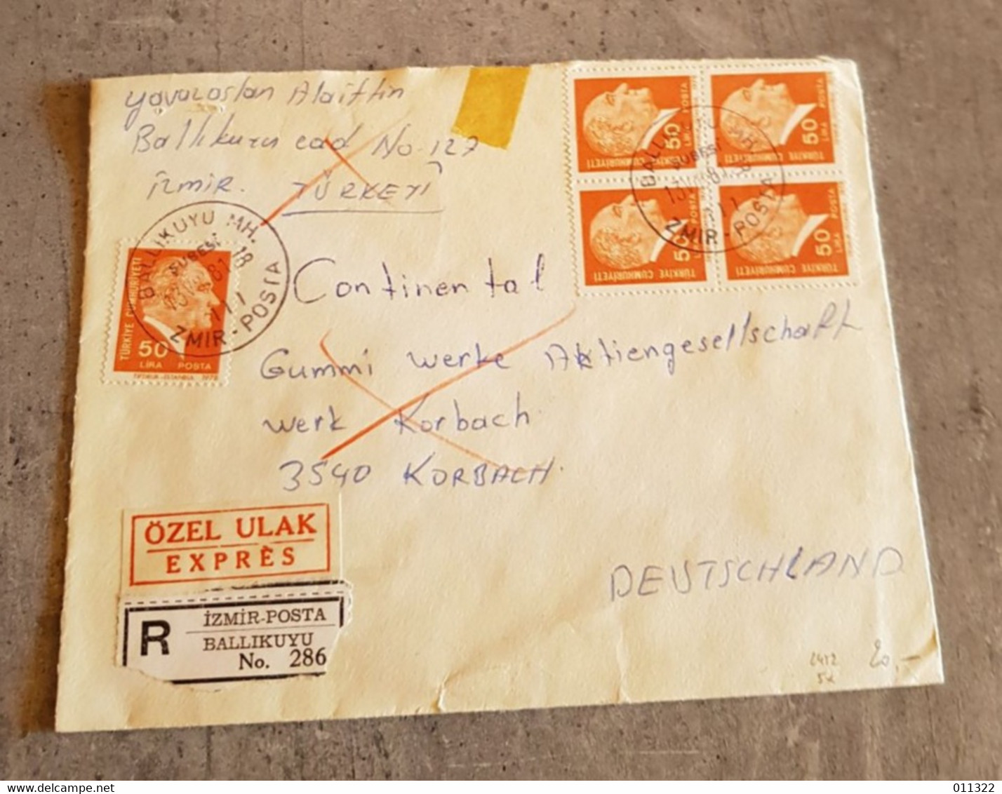 TURKIYE REGISTERED LETTER EXPRES SEND TO GERMANY - Airmail