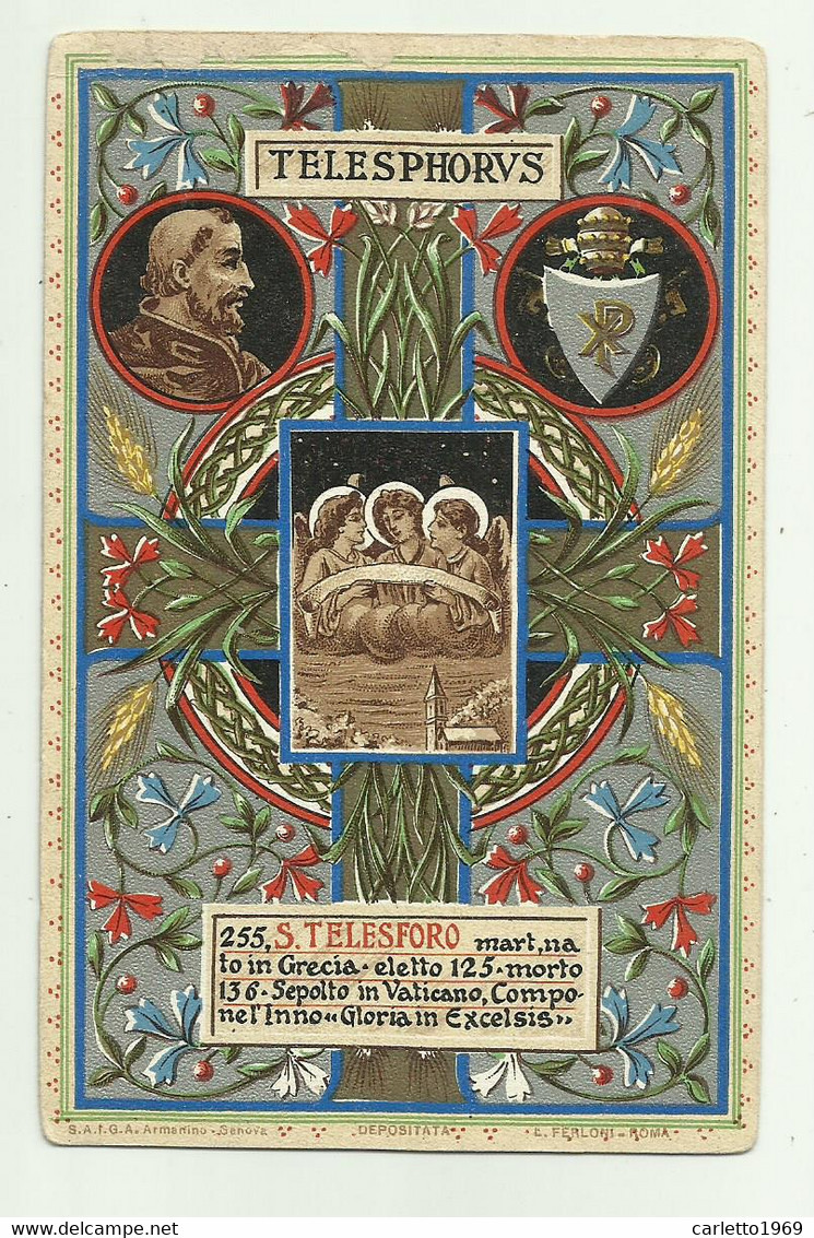 S. TELESFORO MARTIRE NATO IN GRECIA - CARTOLINA DEDICATA ALLA SANTITA' PIO P.P. X DA LUI BENEDETTA OTTOBRE 1903 - NV FP - Saints