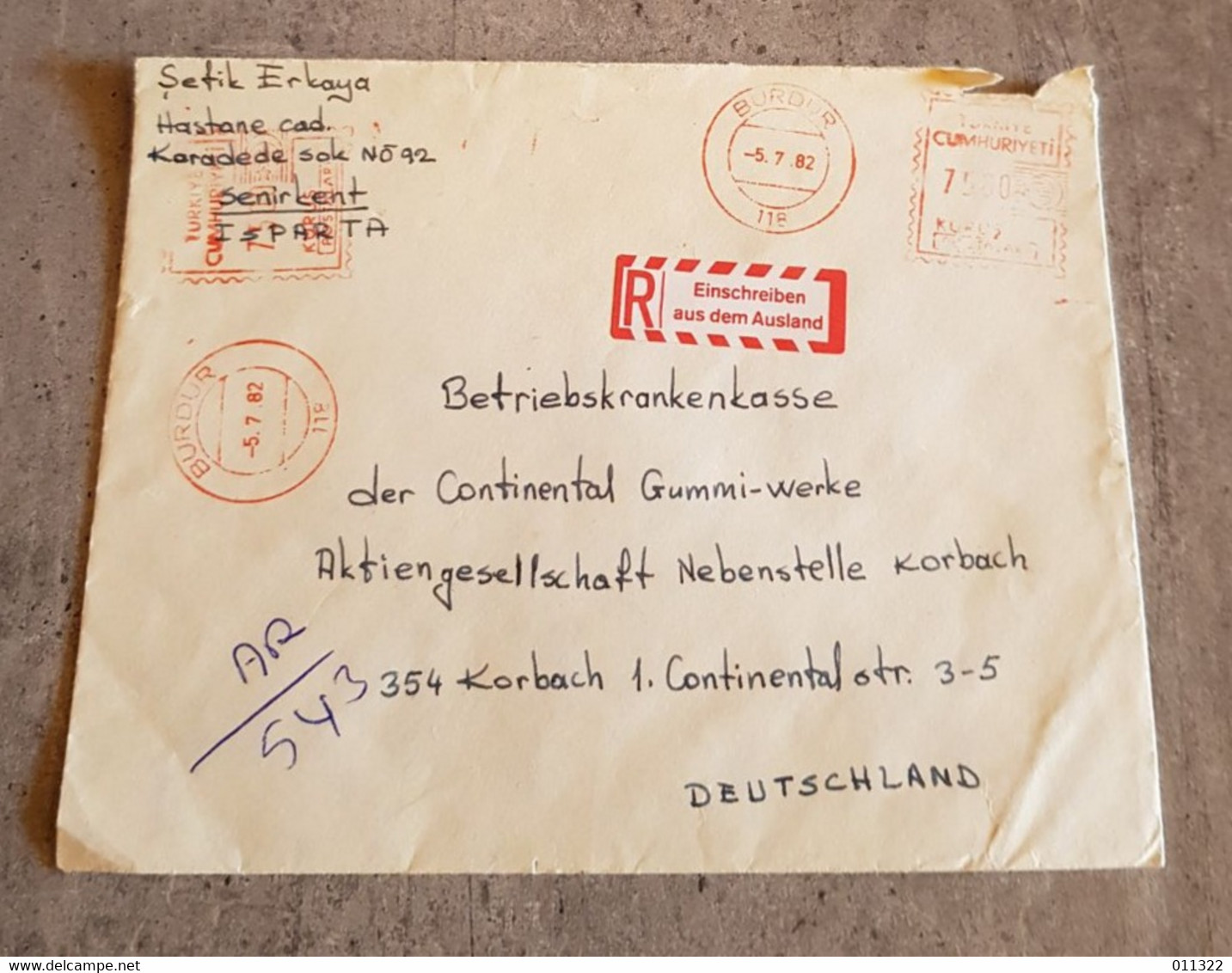 TURKIYE LETTER CIRCULED SEND TO GERMANY - Posta Aerea