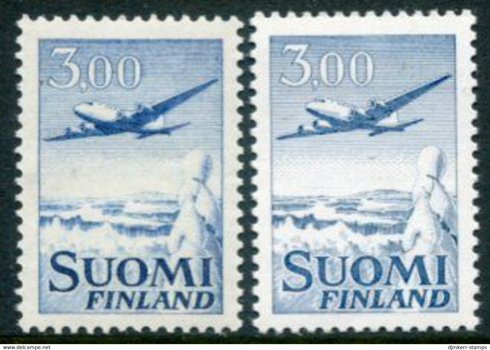 FINLAND 1963  Airmail 3.00 M. Both Types MNH / **  Michel 579x I, 579y II - Unused Stamps