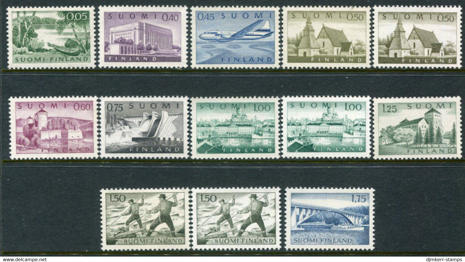 FINLAND 1963  Definitive: Views With Both Papers MNH / **  Michel 562-68x, 564y, 567y, 578, 582x+y, 583x - Ongebruikt