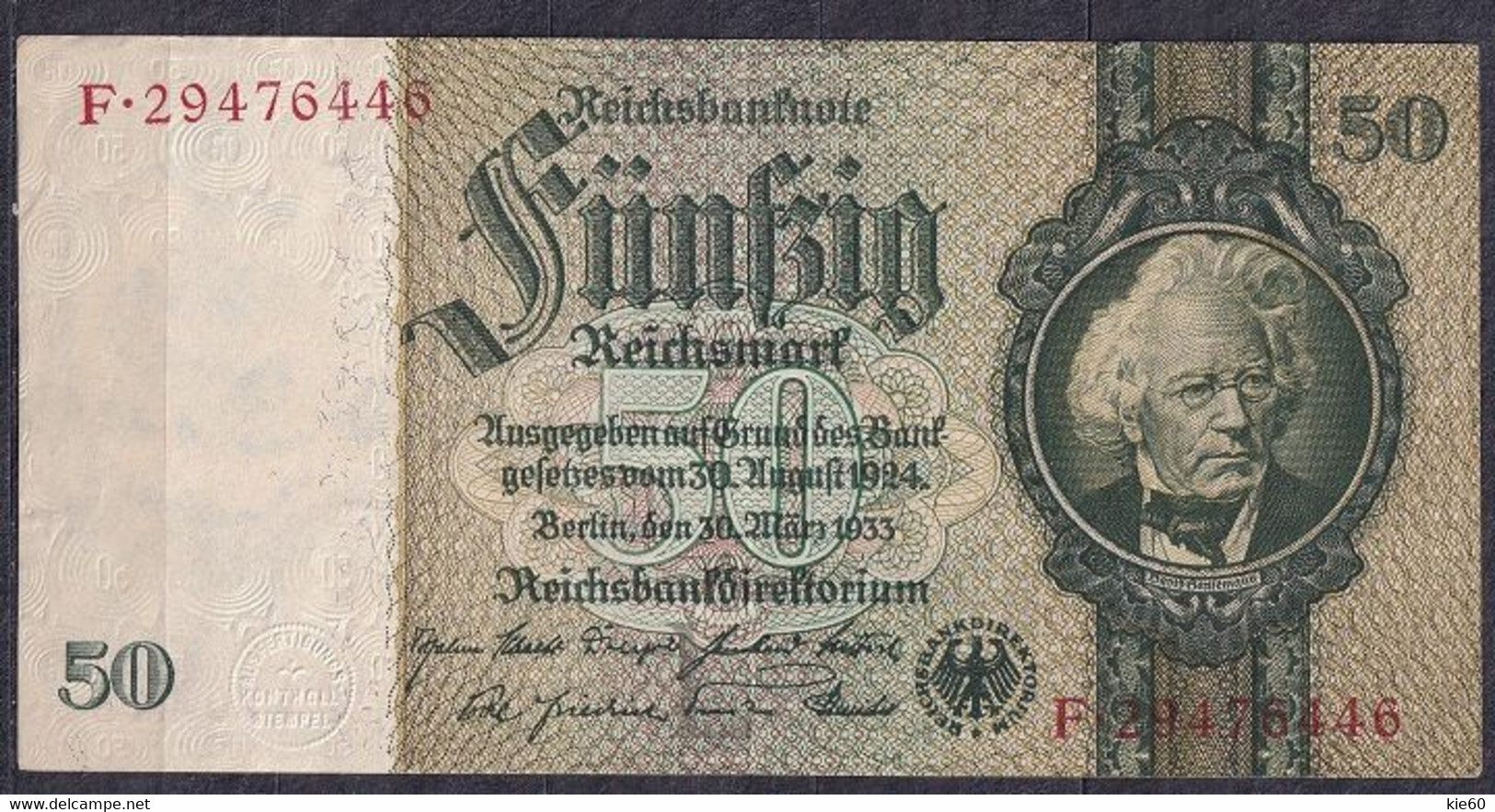 Germany - 1933/41 - 50 Mark   L/F  -    XF ...R175c - 50 Reichsmark