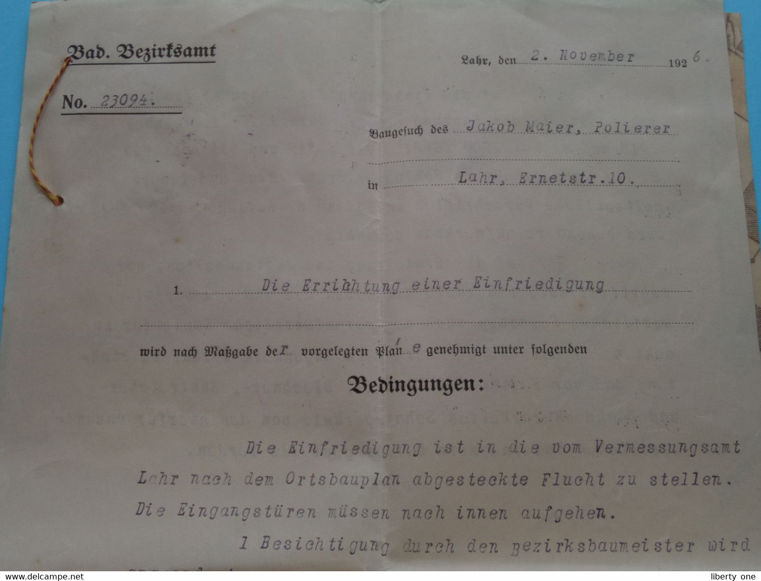 LAHR ( Baden ) ERNETSTRASSE 10 Der Jacob MAIER Echefrau Das Elst ( Lageplan ) > ( ORTSBAUPLAN ) 1926/35 > Sehen SCANS ! - Arquitectura