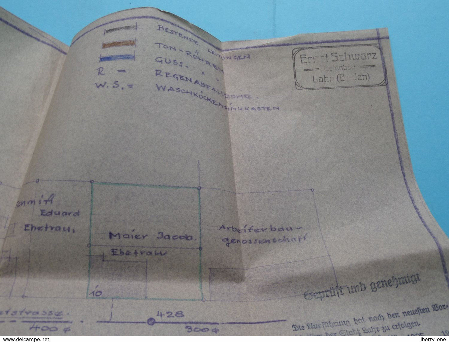 LAHR ( Baden ) ERNETSTRASSE 10 der Jacob MAIER Echefrau das Elst ( Lageplan ) > ( ORTSBAUPLAN ) 1926/35 > Sehen SCANS !