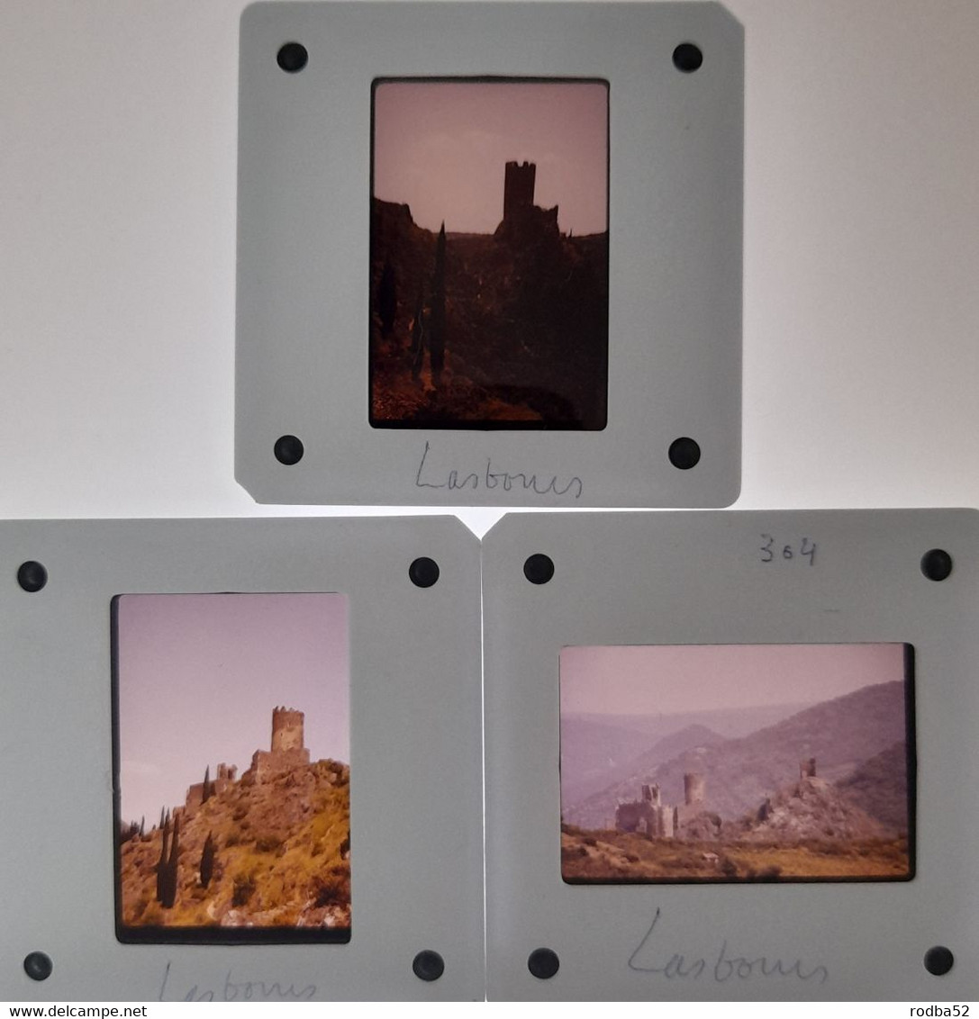 Lot De 3 Diapositive Lastours Châteaux Aude Slide  1978 - Diapositives