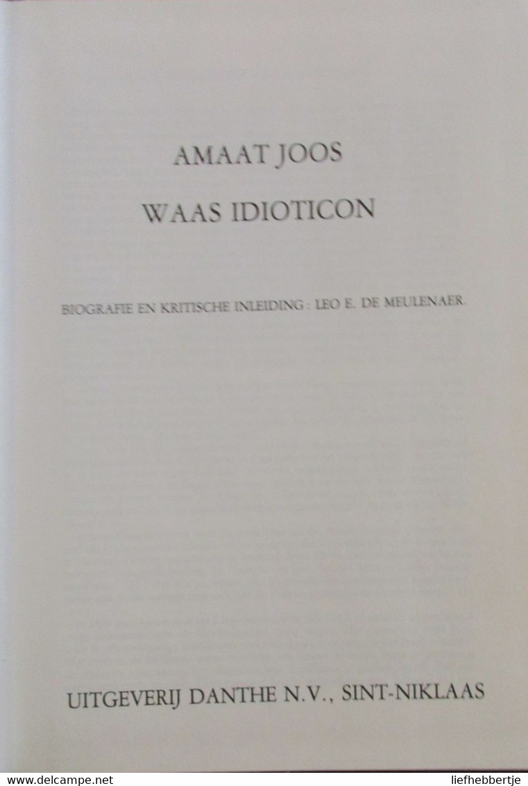 Waas Idioticon - Door Amaat Joos - Dialect - 1979 - Dictionnaires
