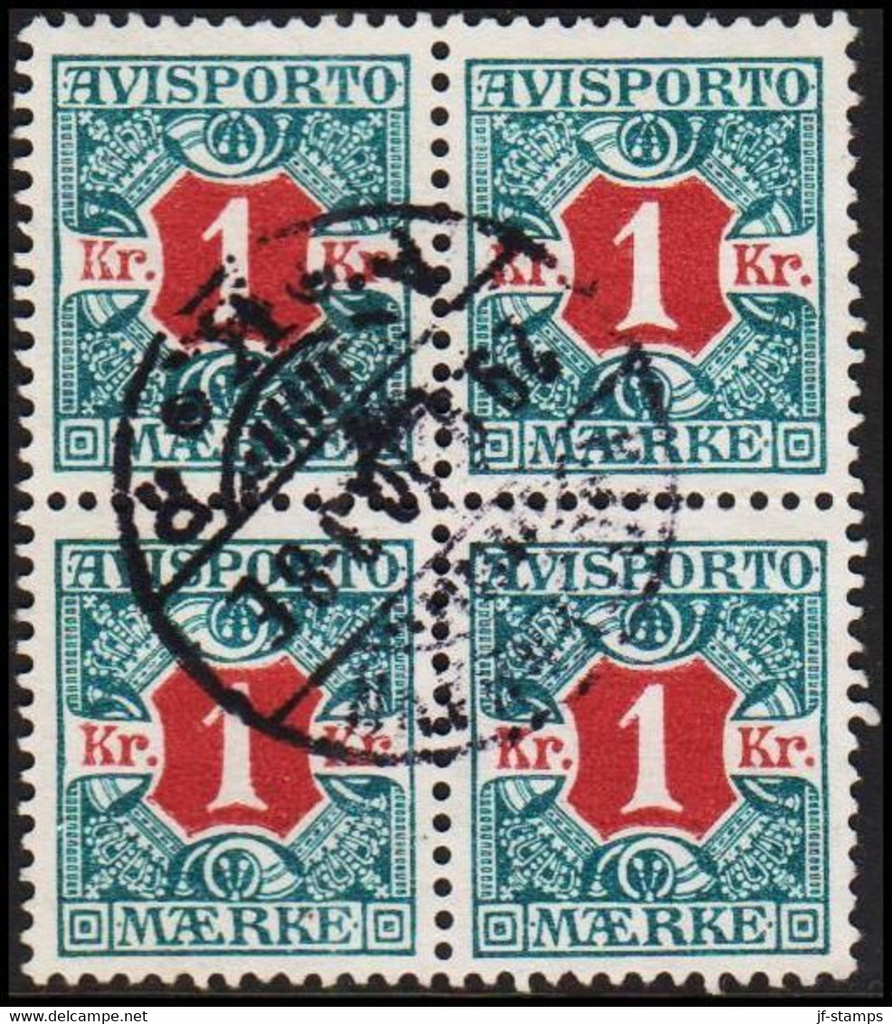 1907. Newspaper Stamps. 1 Kr. Wmk. Crown. 4-block. (Michel V8X) - JF521010 - Postage Due