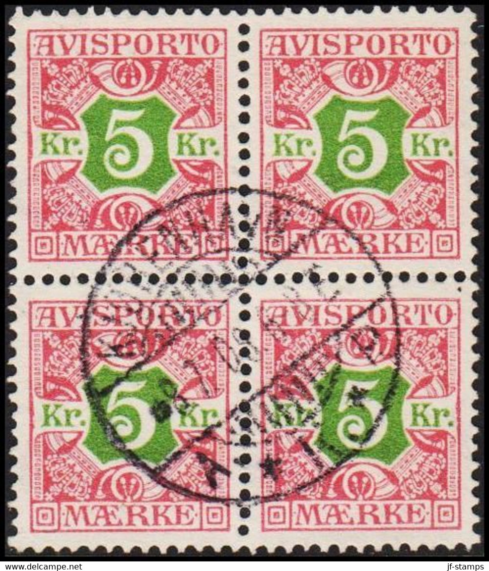 1907. Newspaper Stamps. 5 Kr. Red/green Wmk. Crown. 4-block. (Michel V9X) - JF521011 - Postage Due