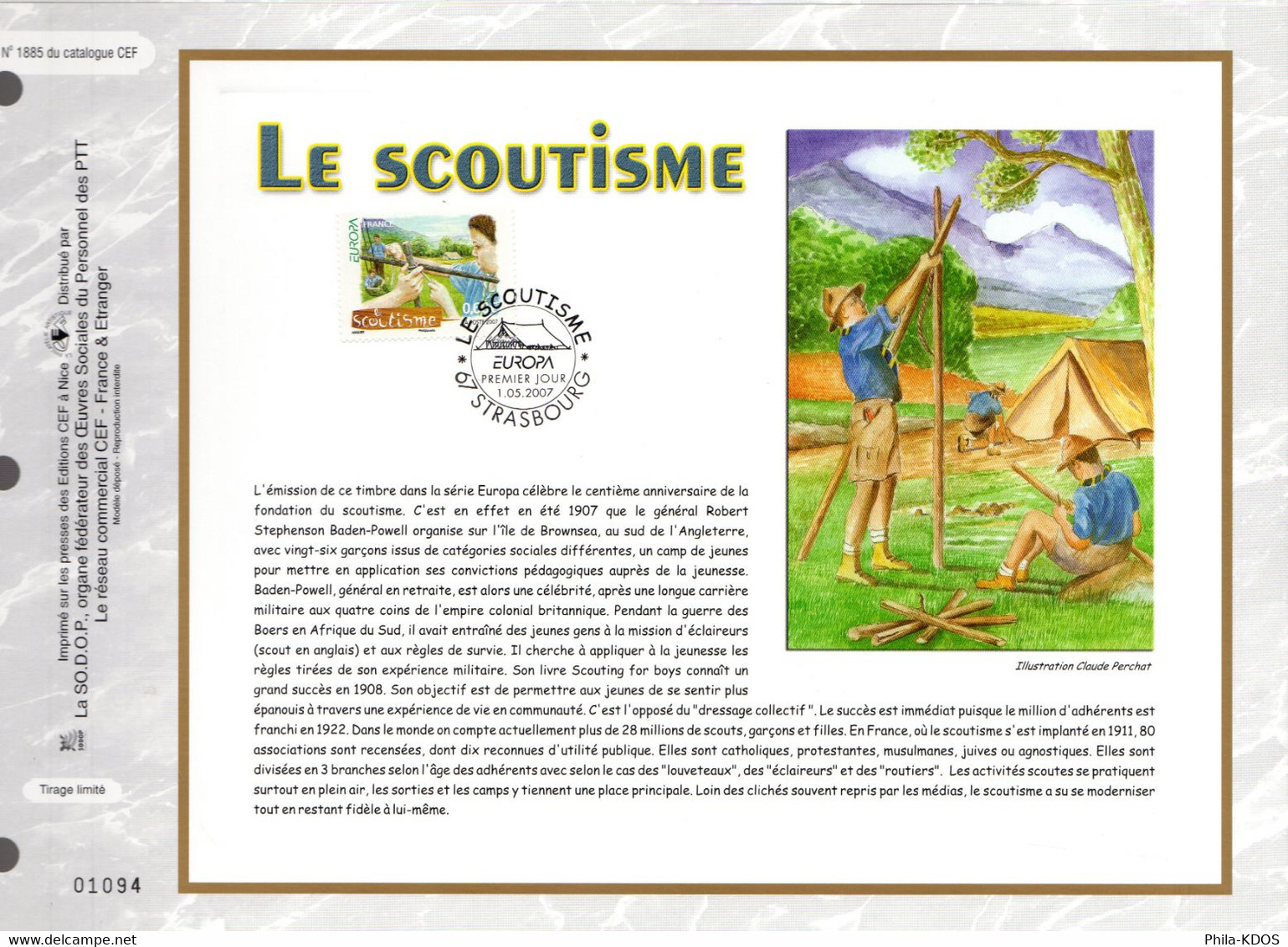 " EUROPA 2007 : LE SCOUTISME " Sur Feuillet CEF N°té De 2007. N° YT 4049. Parfait état FDC - Covers & Documents