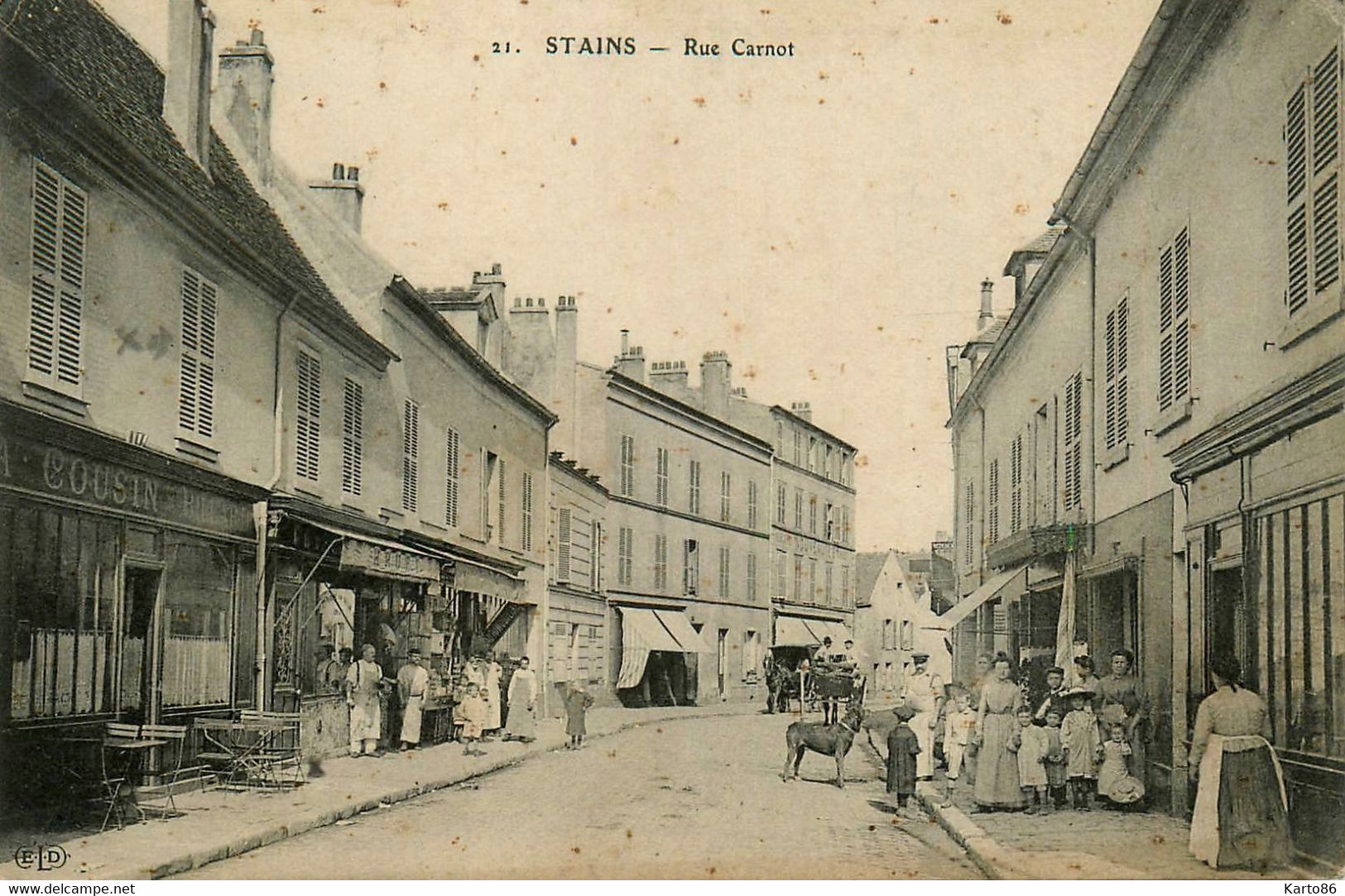 Stains * Rue Carnot * Café Billard A. COUSIN * Commerces Magasin Villageois - Stains