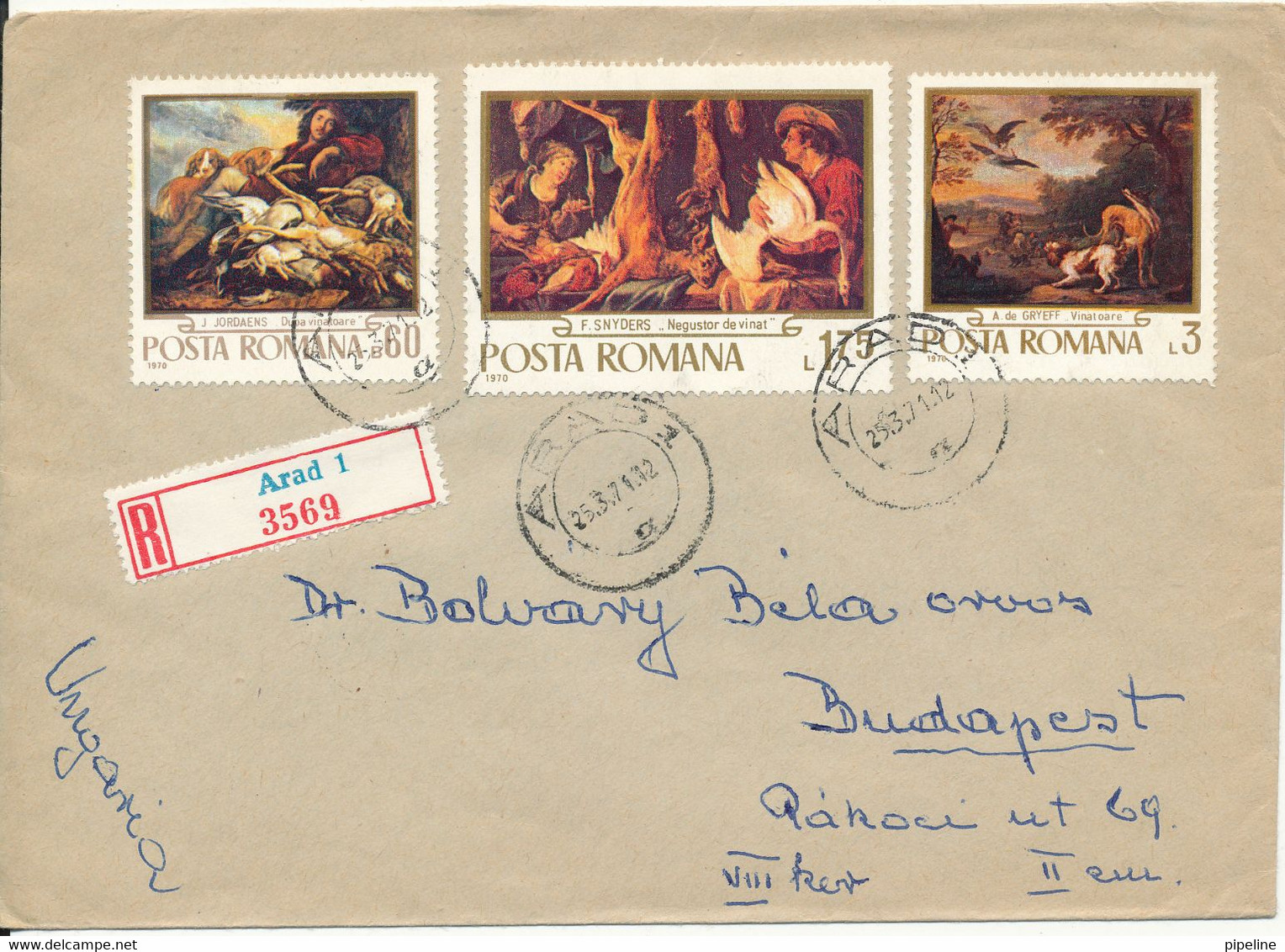 Romania Registered Cover Sent Air Mail To Hungary Arad 29-3-1971 Stamps On Front And Backside Of The Cover - Brieven En Documenten