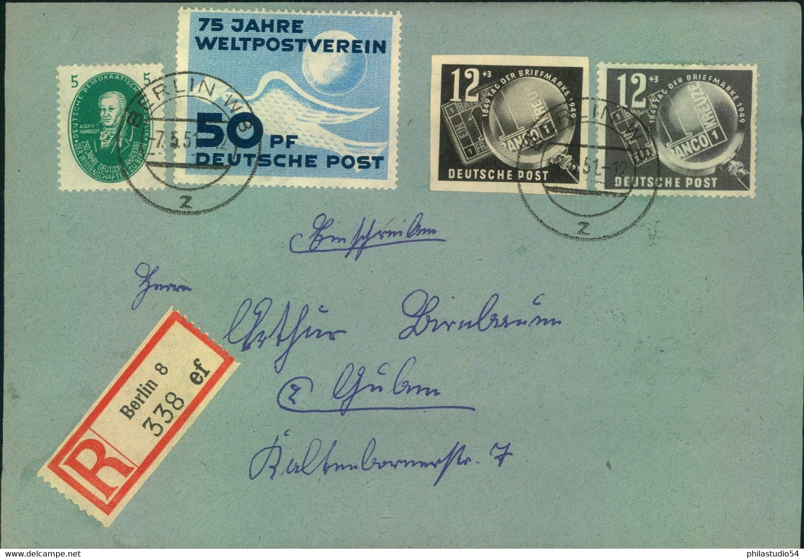 1951besser Frankierter R-Brief (5 Pf. Unterfrankiert) Ab BERLIN W 8 (Versandstelle) - Other & Unclassified