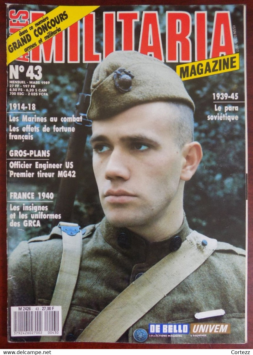 Armes Militaria Magazine N° 43 Officier Engineer US - Premier Tireur MG42 - Para Soviet - GRCA - Marines 14/18 - French