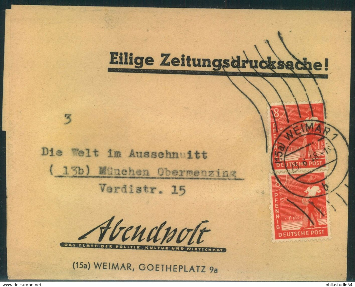 1948: WÄHRUBGSREFORM, Zeitungsdrucksache Im Alten RM-Tarif Ab "WEIMAR 23.6.38". - Other & Unclassified