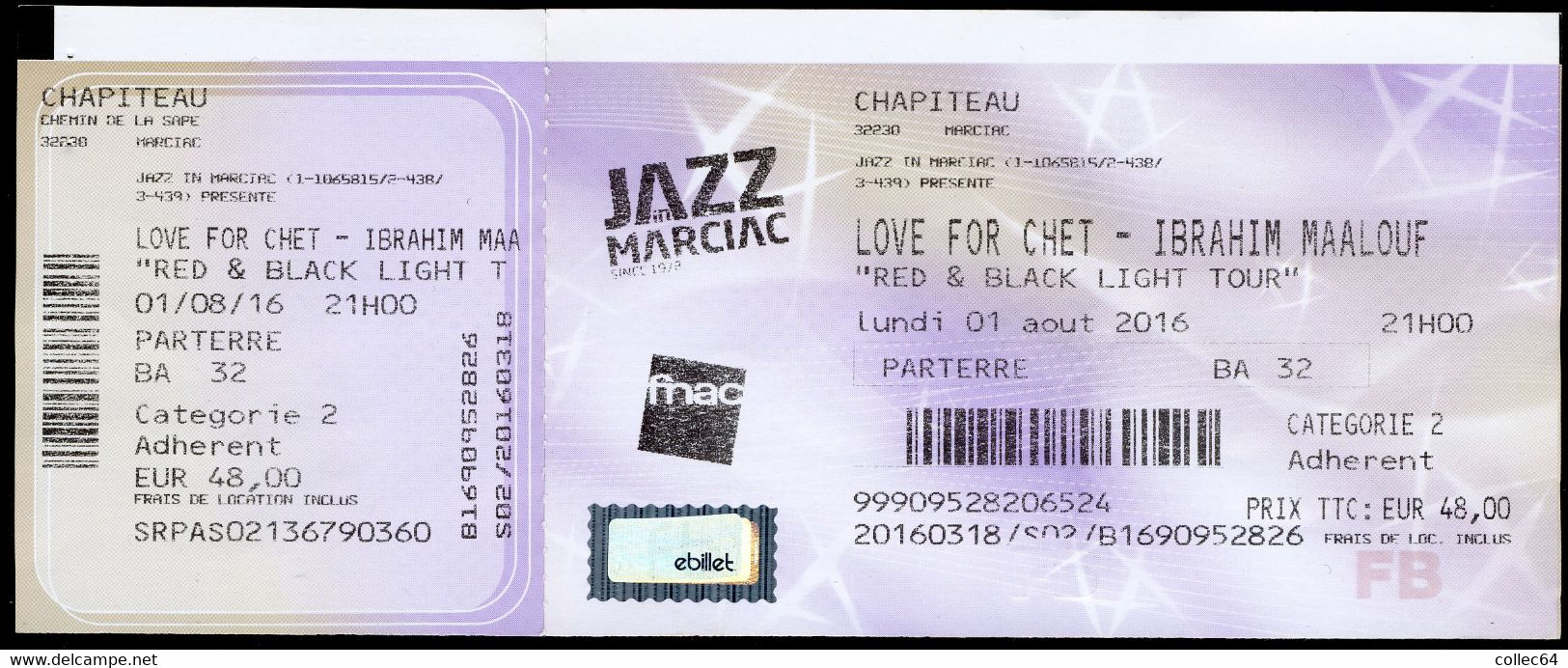 Jazz In Marciac - Ibrahim MAALOUF (billet Entier) - Concert Tickets