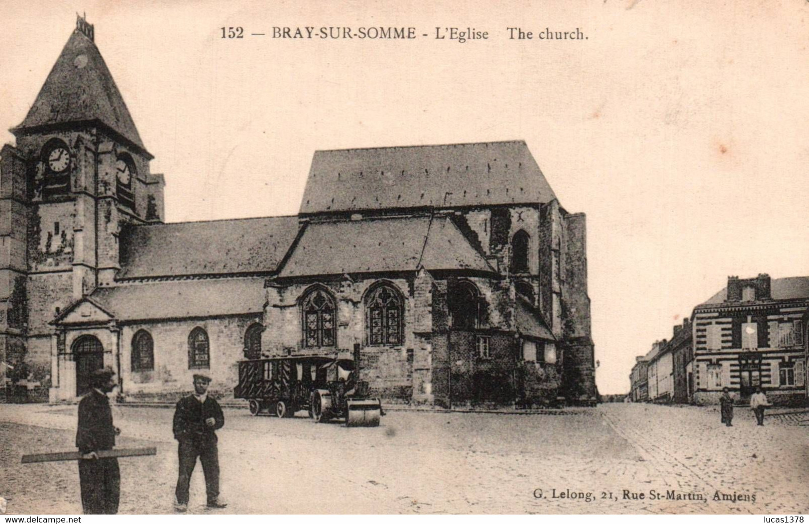 80 / BRAY SUR SOMME / L EGLISE / ENGINS DE CHANTIER - Bray Sur Somme