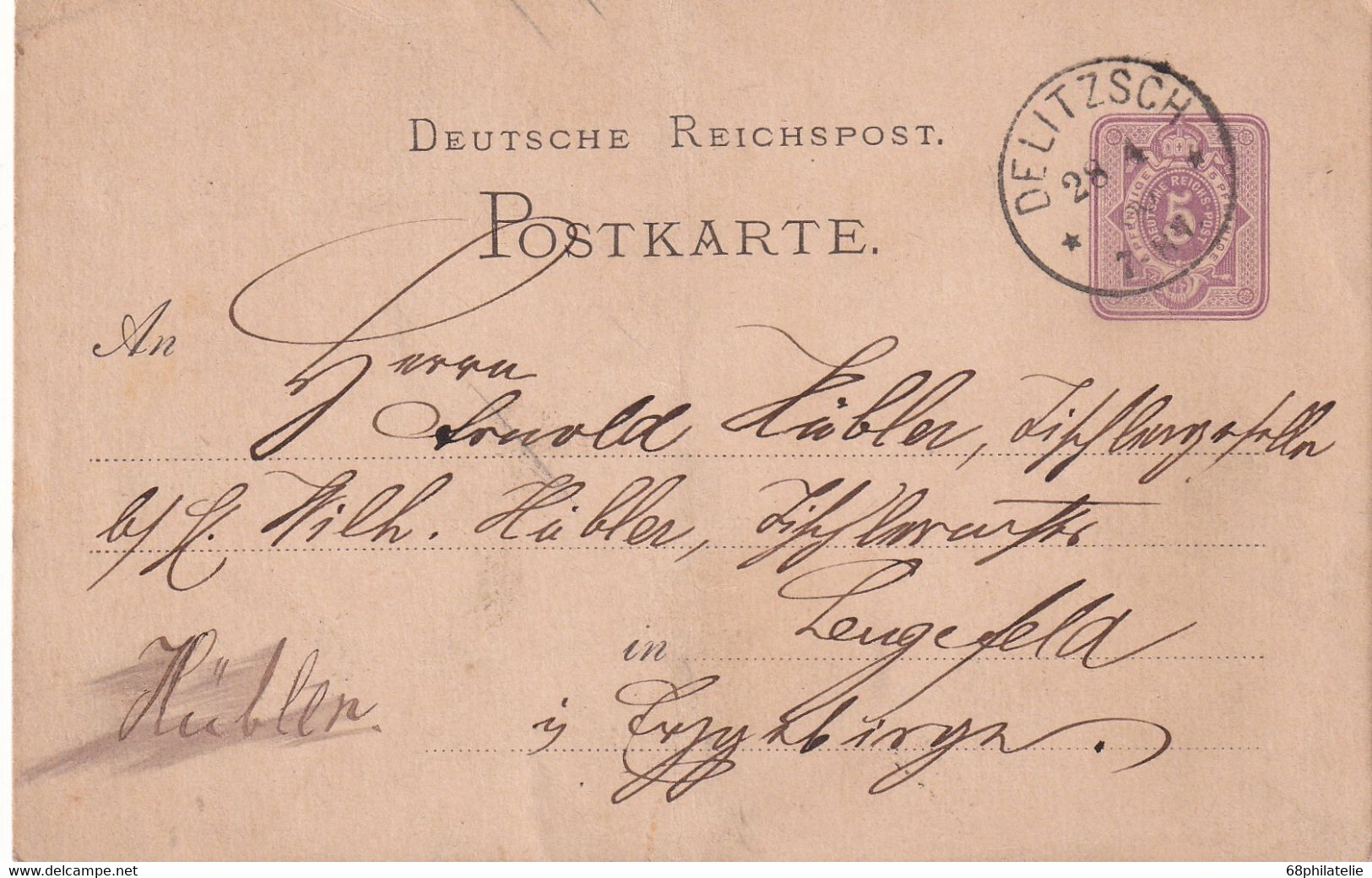 ALLEMAGNE      ENTIER POSTAL/GANZSACHE/POSTAL STATIONERY CARTE DE DELITZSCH - Altri & Non Classificati