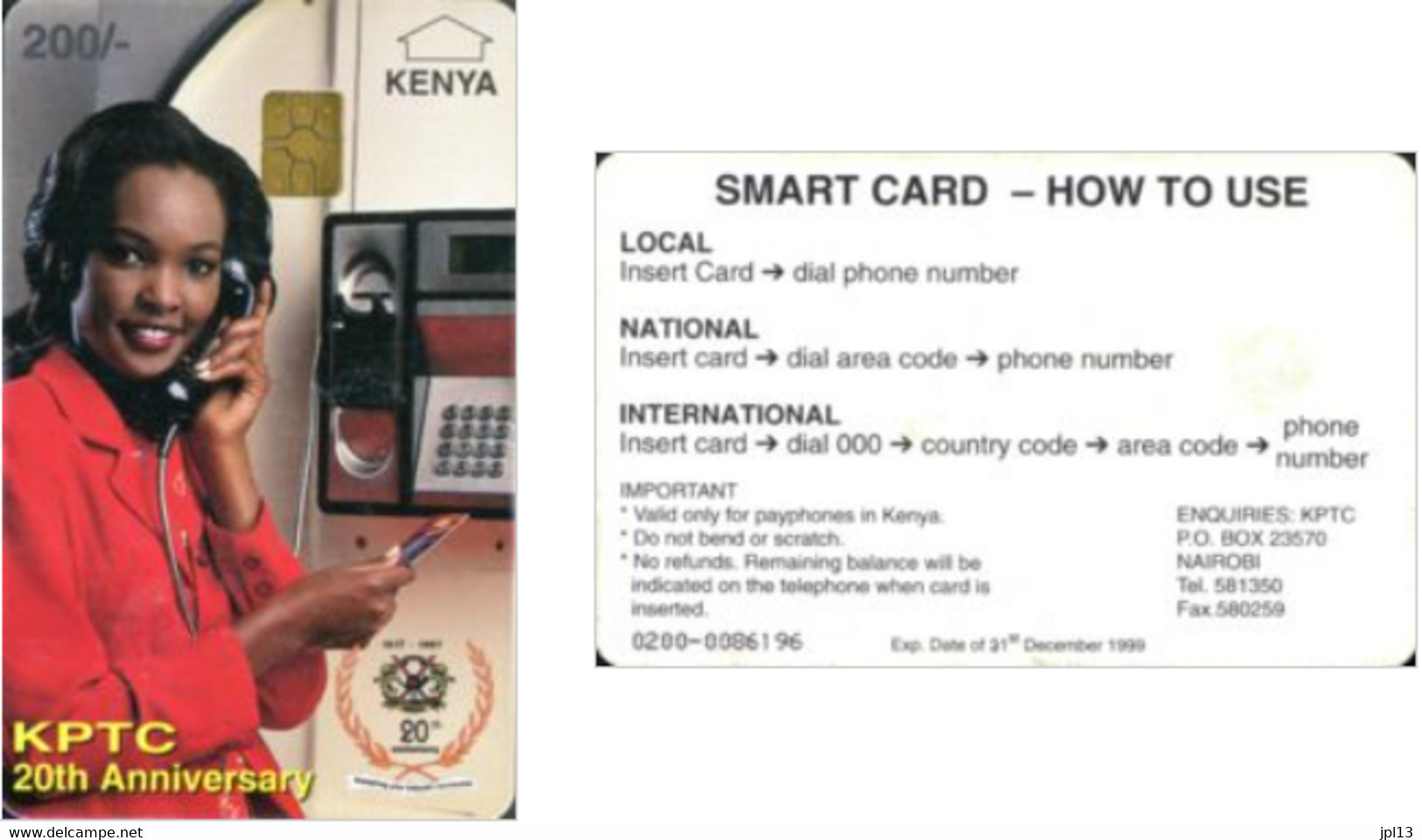 Carte à Puce - Kenya - KPTC - Lady On Phone 200 (Grey Value), Puce Gem5 Noire - Kenia
