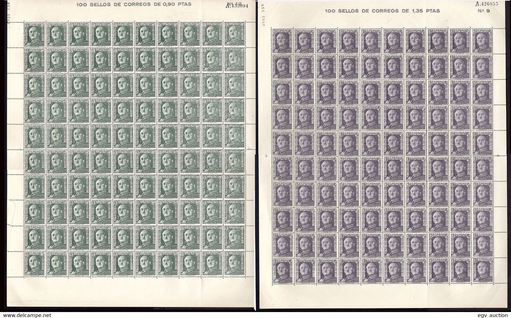 España - Edi ** 1060/61 - 1949-53 - Hoja Entera De 100 Sellos - Full Sheets