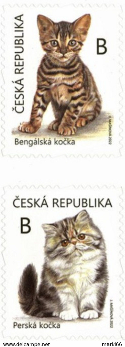 Czech Republic - 2022 - Young Animals - Kitten - Mint Self-adhesive Stamp Set - Neufs