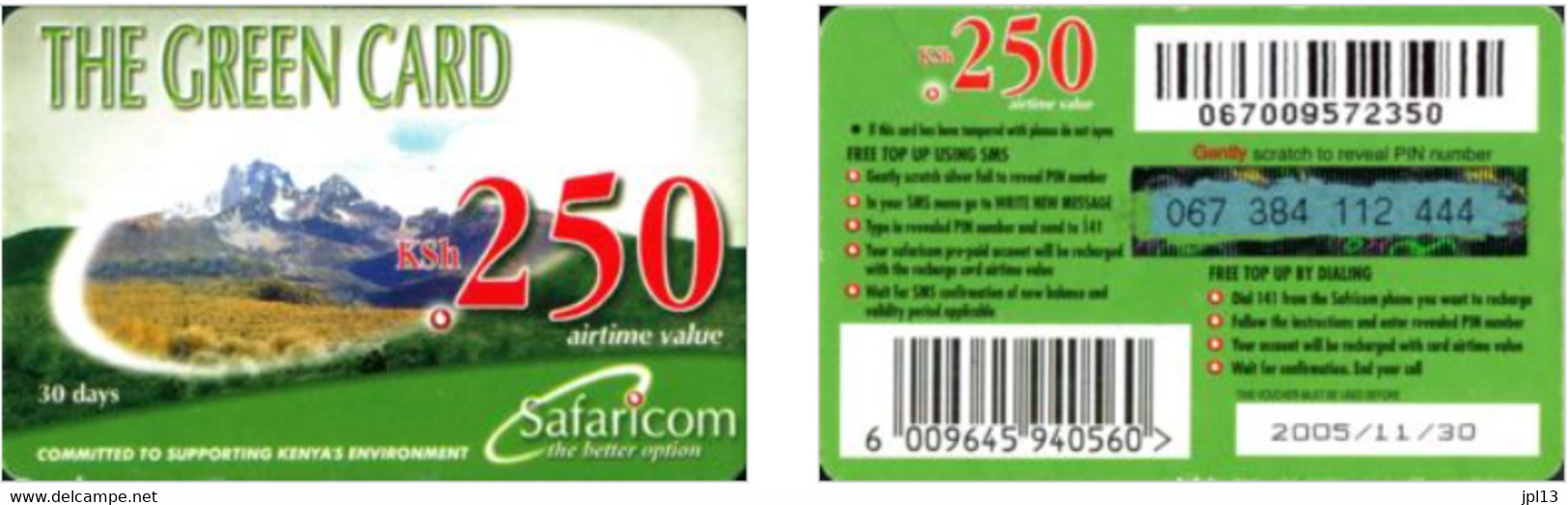 Recharge GSM - Kenya - Safaricom - The Green Card (30 Days), Exp. 2005/10/31 - Kenya