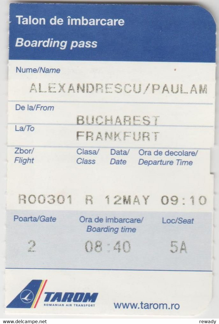EUROLINES Romania - Bilet de calatorie / Passenger ticket / Lufthansa / factura / boarding pass /  ticket bagage