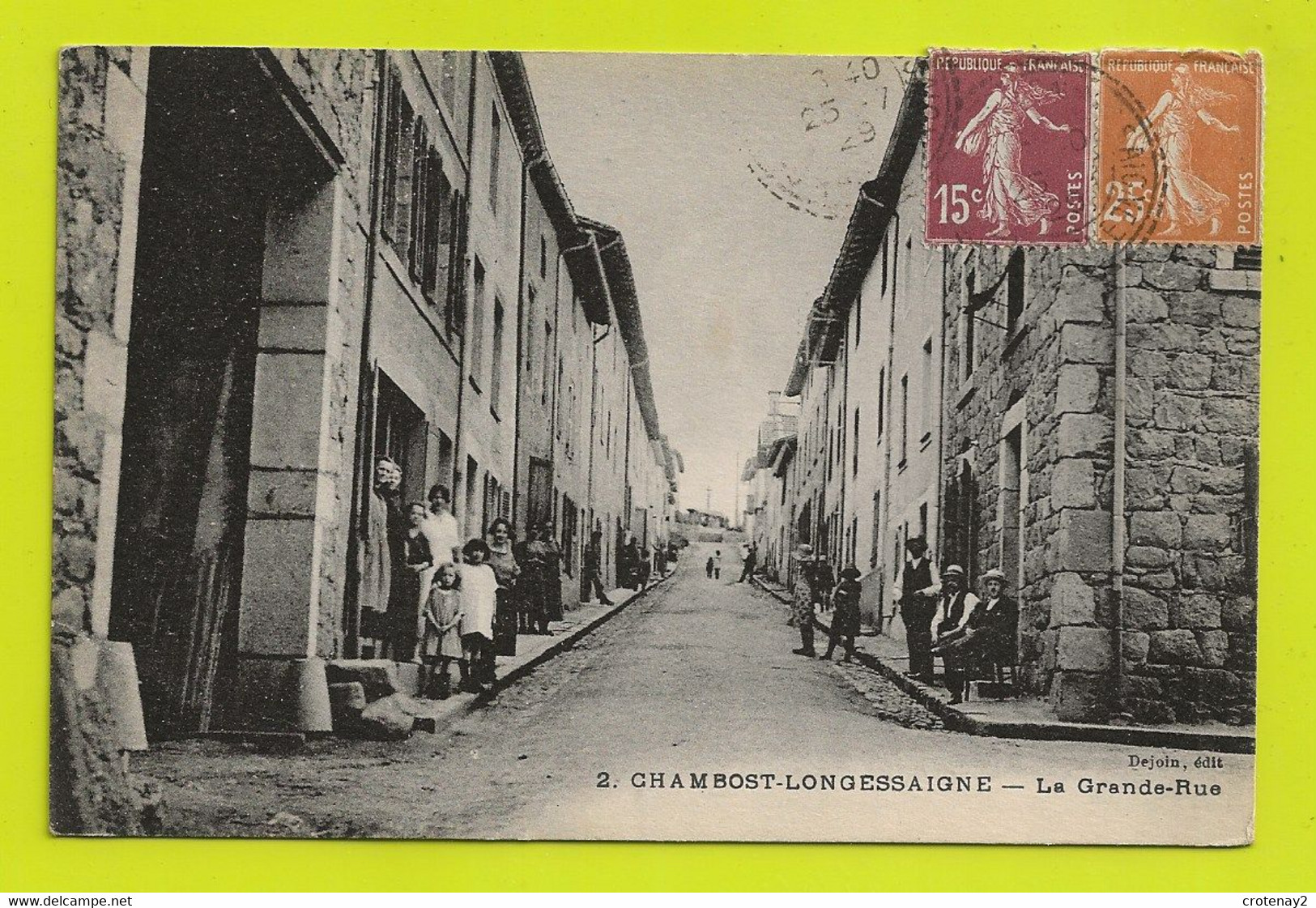 69 CHAMBOST LONGESSAIGNE N°2 La Grande Rue En 1929 Nombreux Personnages Vers St Laurent De Chamousset - Saint-Laurent-de-Chamousset
