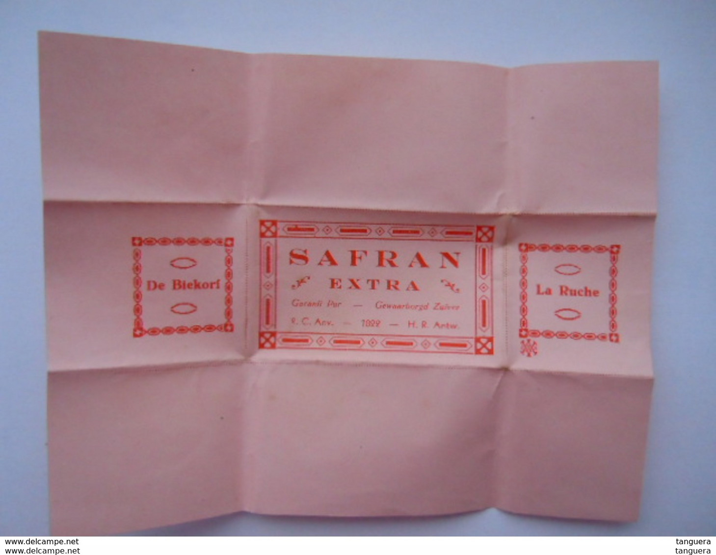 Saffraan Safran Extra Garanti Pur Gewaarborgd Zuiver Handelsregister Antwerpen Oude Verpakking Ancienne Emballage Vide - Other & Unclassified