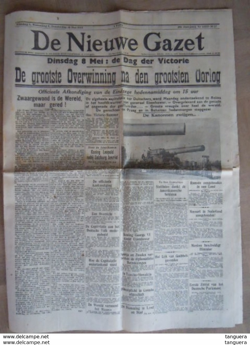 Krant De Nieuwe Gazet 8 9 10 Mei 1945 Einde Oorlog 8 Pagina's - Hollandais